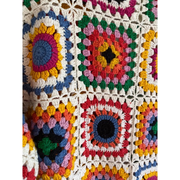 NEW Farm Rio Rainbow Fun Crochet Kimono Cardigan Granny Square Cotton Small - Picture 6 of 16